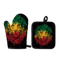 Rasta Lion Print Oven Mitt And Pot Holder Set