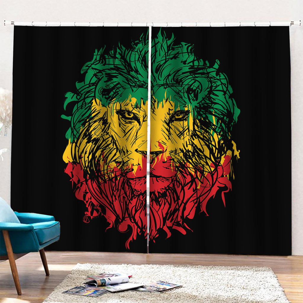 Rasta Lion Print Pencil Pleat Curtains