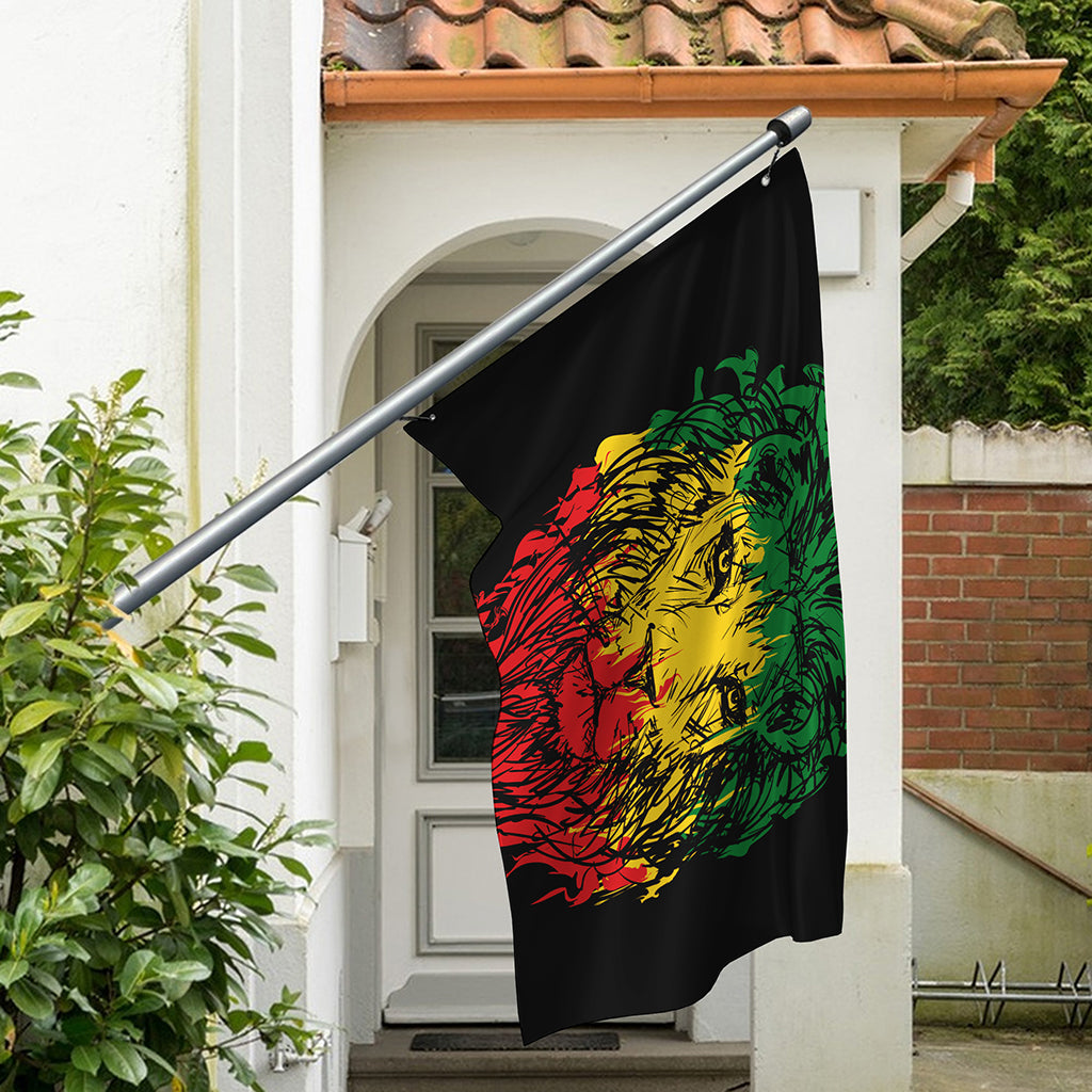 Rasta Lion Print Polyester Flag
