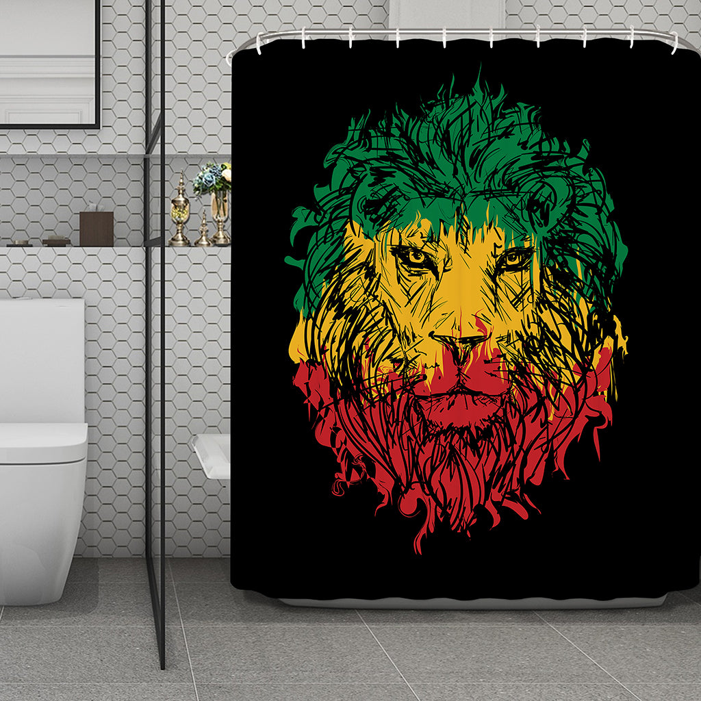 Rasta Lion Print Polyester Shower Curtain