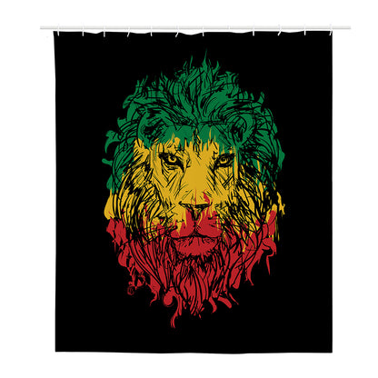 Rasta Lion Print Polyester Shower Curtain