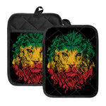 Rasta Lion Print Pot Holders With Pocket