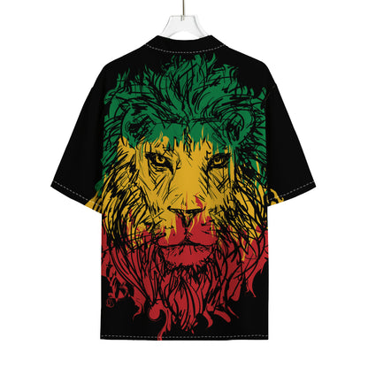 Rasta Lion Print Rayon Hawaiian Shirt