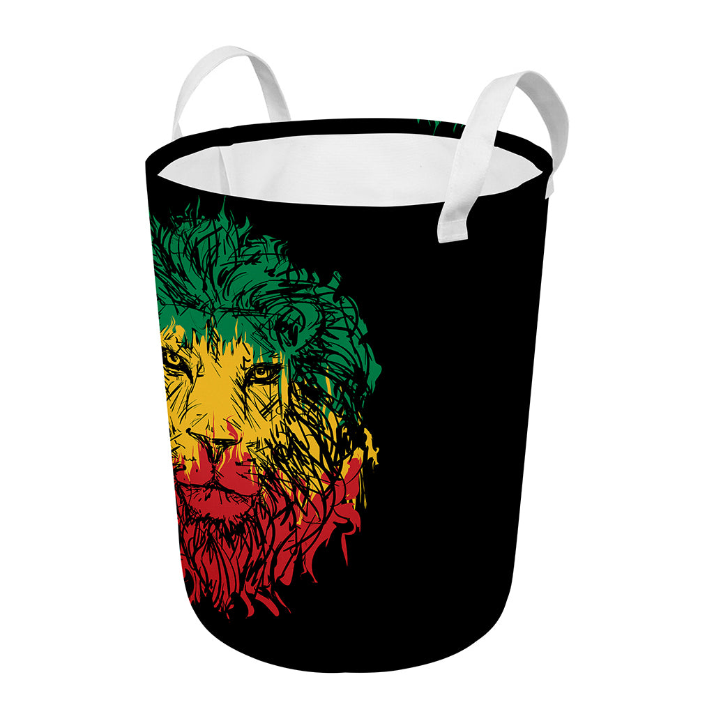 Rasta Lion Print Round Laundry Basket