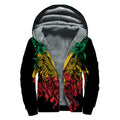 Rasta Lion Print Sherpa Lined Zip Up Hoodie