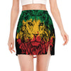 Rasta Lion Print Side Slit Mini Skirt