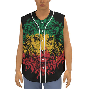 Rasta Lion Print Sleeveless Baseball Jersey