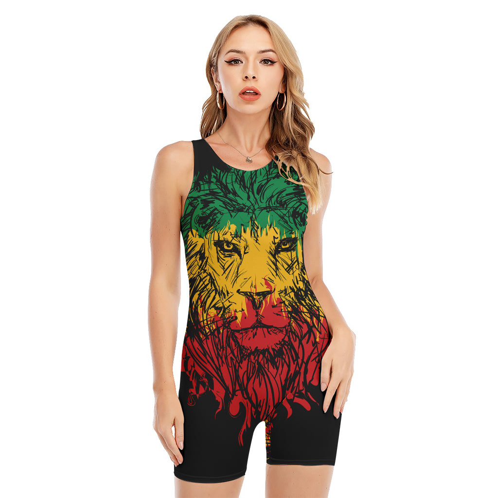 Rasta Lion Print Sleeveless One Piece Swimsuit