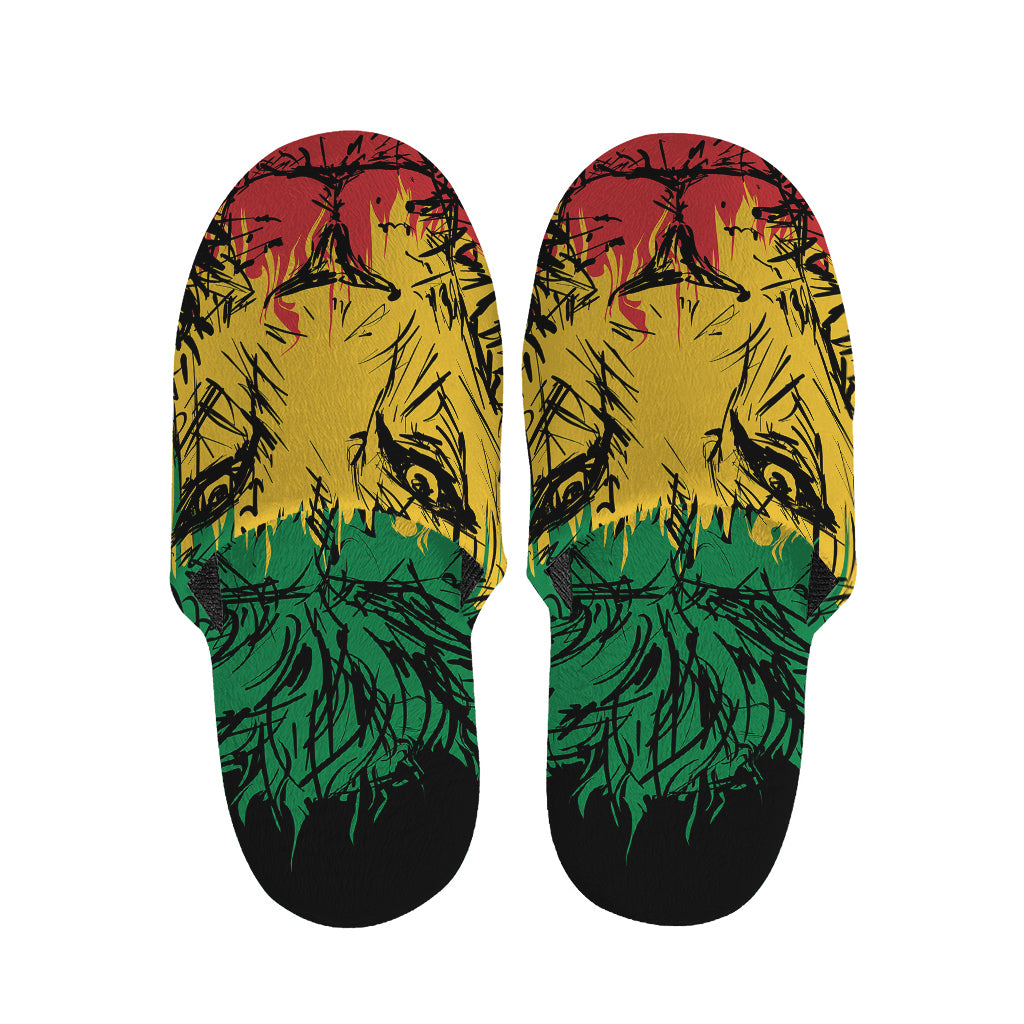 Rasta Lion Print Slippers