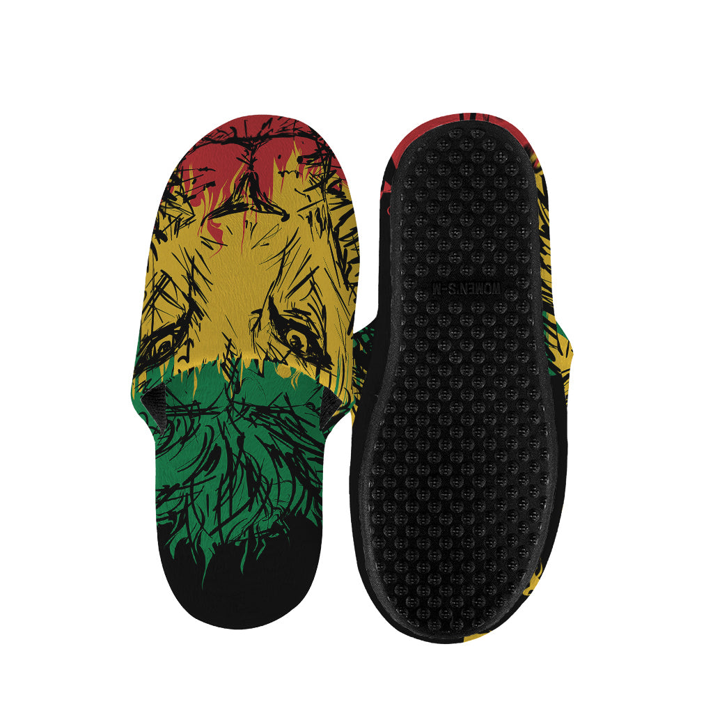 Rasta Lion Print Slippers