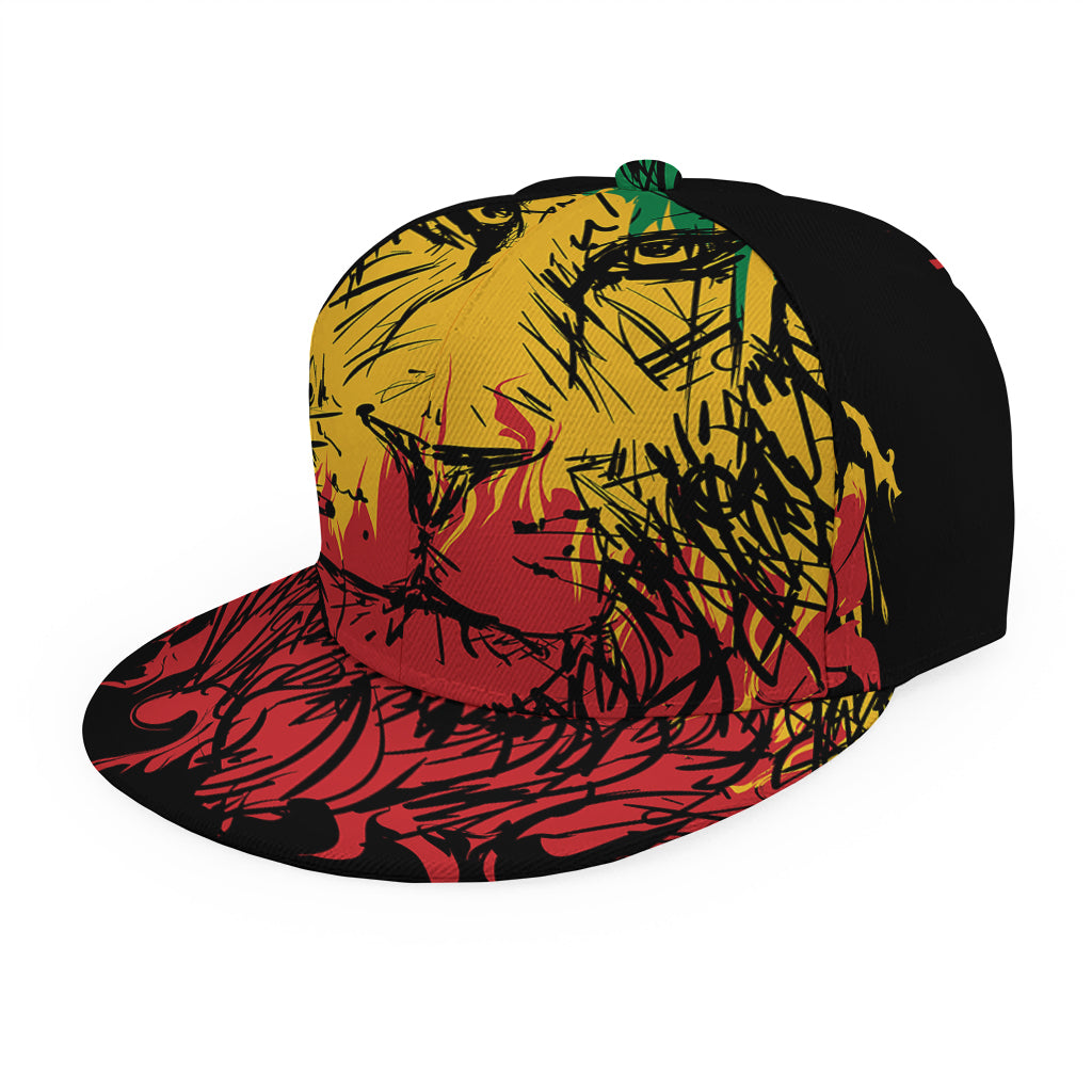 Rasta Lion Print Snapback Cap