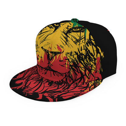 Rasta Lion Print Snapback Cap