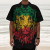 Rasta Lion Print Textured Short Sleeve Shirt