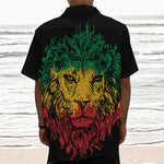 Rasta Lion Print Textured Short Sleeve Shirt