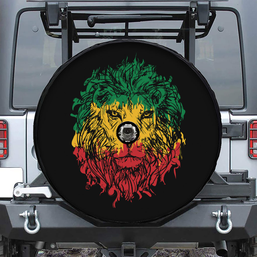 Rasta Lion Print Tire Cover With Camera Hole