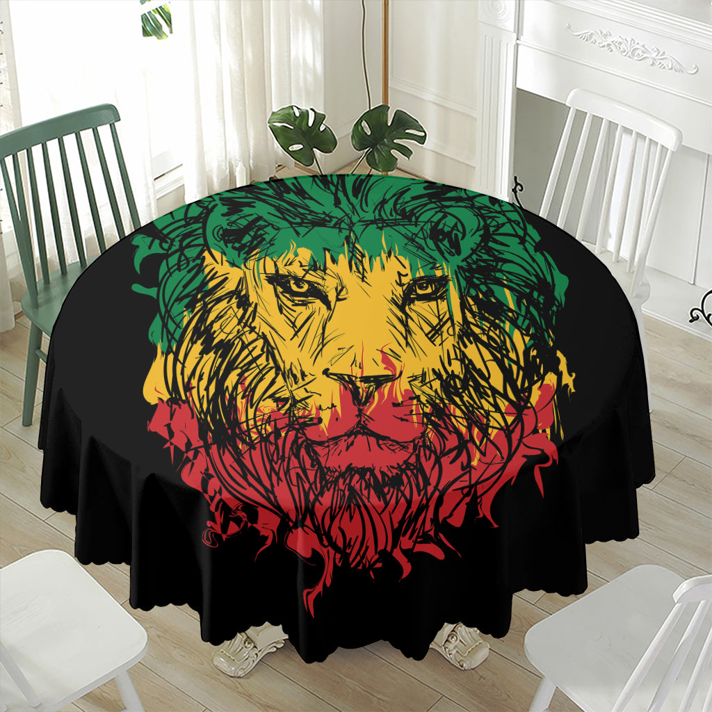 Rasta Lion Print Waterproof Round Tablecloth