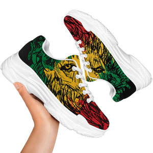 Rasta Lion Print White Chunky Shoes