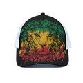Rasta Lion Print White Mesh Trucker Hat