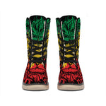 Rasta Lion Print Winter Boots