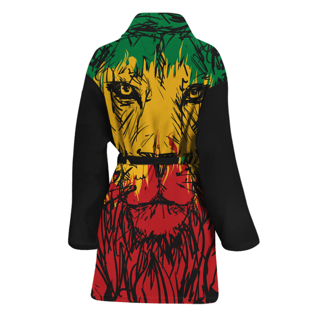 Rasta Lion Print Women's Bathrobe