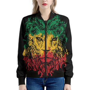 Rasta Lion Print Women's Bomber Jacket