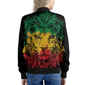 Rasta Lion Print Women's Bomber Jacket