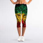 Rasta Lion Print Women's Capri Leggings