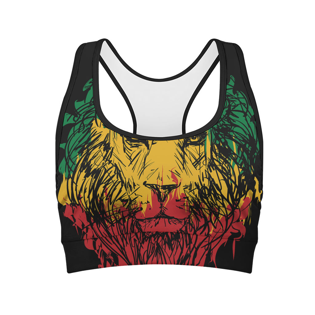 Rasta Lion Print Women's Sports Bra