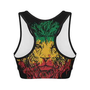 Rasta Lion Print Women's Sports Bra