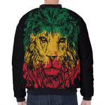 Rasta Lion Print Zip Sleeve Bomber Jacket