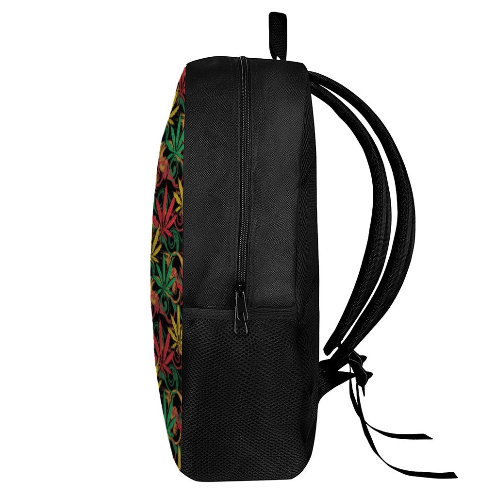 Rasta Marijuana Pattern Print 17 Inch Backpack