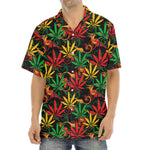 Rasta Marijuana Pattern Print Aloha Shirt