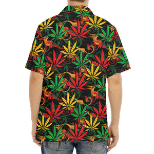 Rasta Marijuana Pattern Print Aloha Shirt