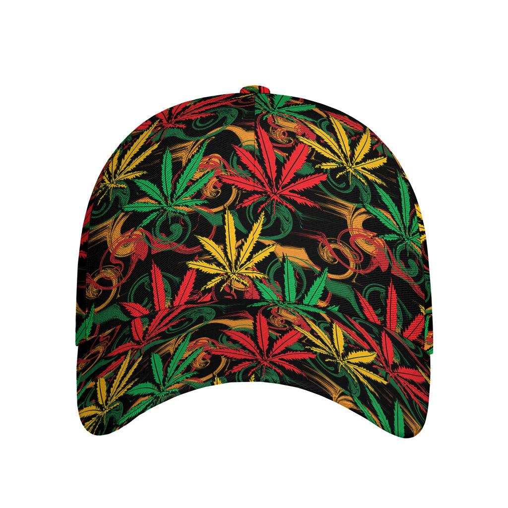 Rasta Marijuana Pattern Print Baseball Cap