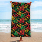 Rasta Marijuana Pattern Print Beach Towel