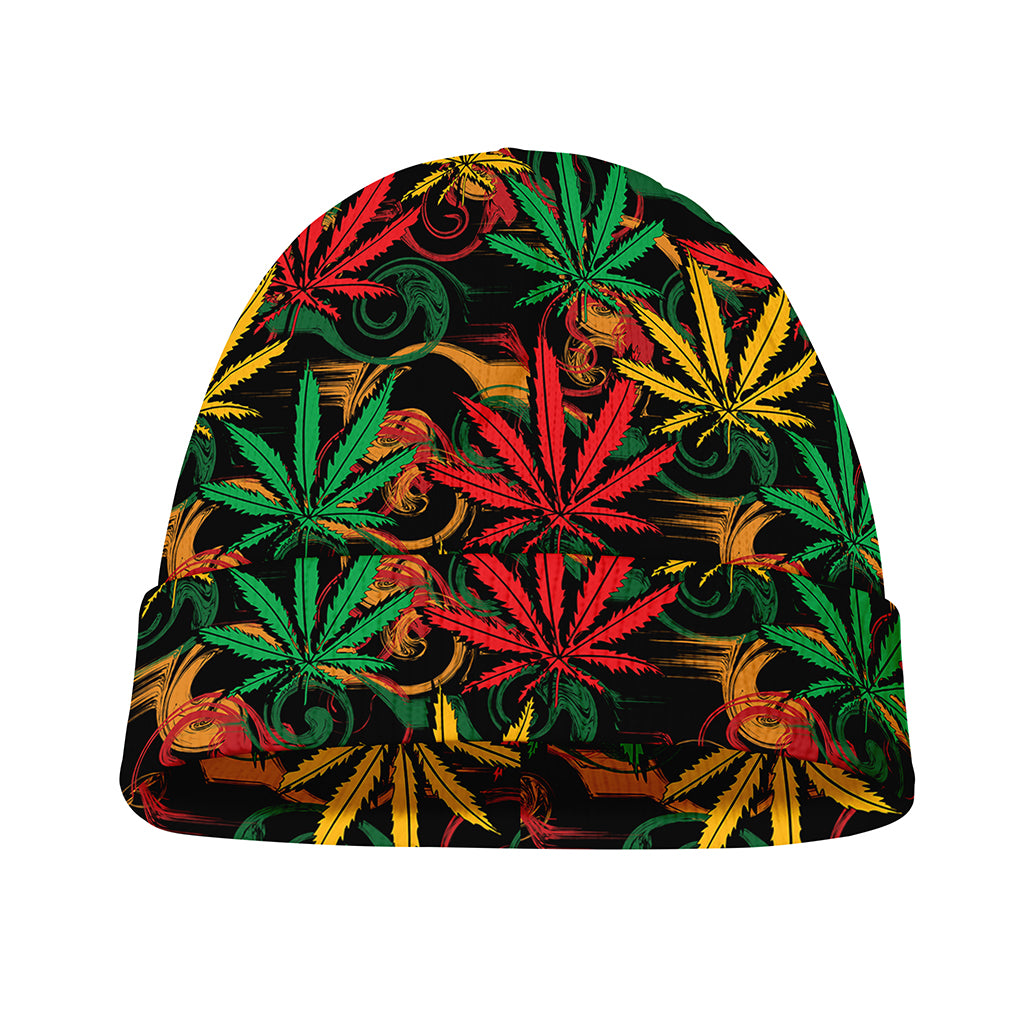 Rasta Marijuana Pattern Print Beanie