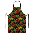 Rasta Marijuana Pattern Print Bib Apron With Pocket