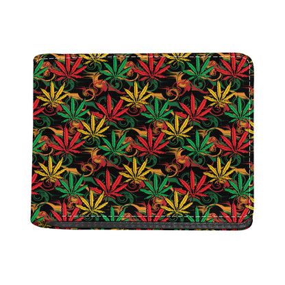 Rasta Marijuana Pattern Print Bifold Wallet