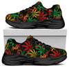 Rasta Marijuana Pattern Print Black Chunky Shoes