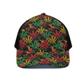 Rasta Marijuana Pattern Print Black Mesh Trucker Hat