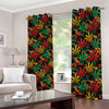 Rasta Marijuana Pattern Print Blackout Grommet Curtains