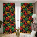 Rasta Marijuana Pattern Print Dimout Pencil Pleat Curtains