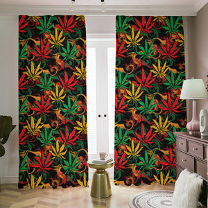 Rasta Marijuana Pattern Print Blackout Pencil Pleat Curtains