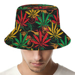 Rasta Marijuana Pattern Print Bucket Hat