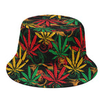 Rasta Marijuana Pattern Print Bucket Hat