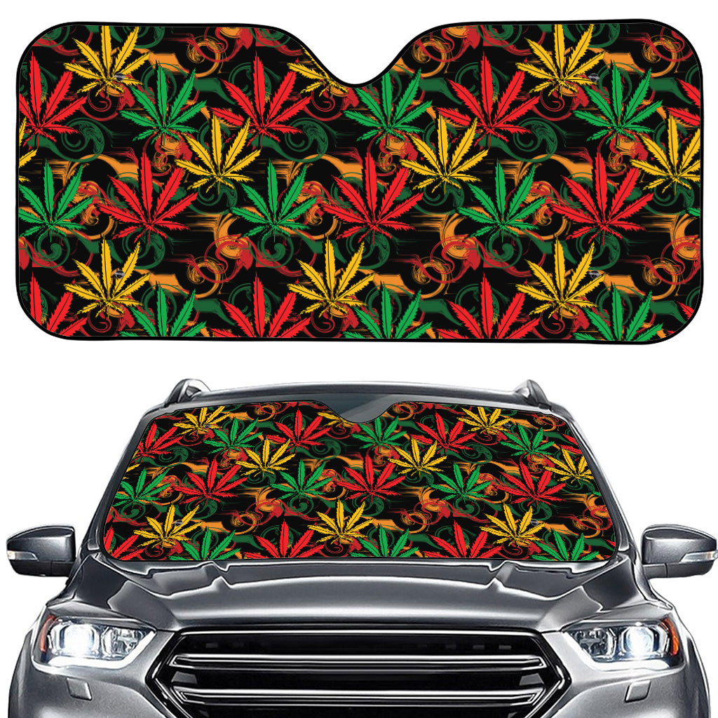 Rasta Marijuana Pattern Print Car Windshield Sun Shade