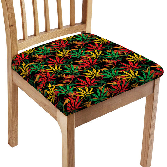Rasta Marijuana Pattern Print Chair Cushion Cover