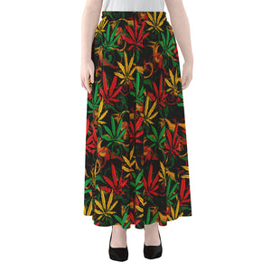 Rasta Marijuana Pattern Print Chiffon Maxi Skirt