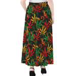 Rasta Marijuana Pattern Print Chiffon Maxi Skirt