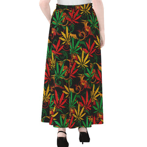 Rasta Marijuana Pattern Print Chiffon Maxi Skirt